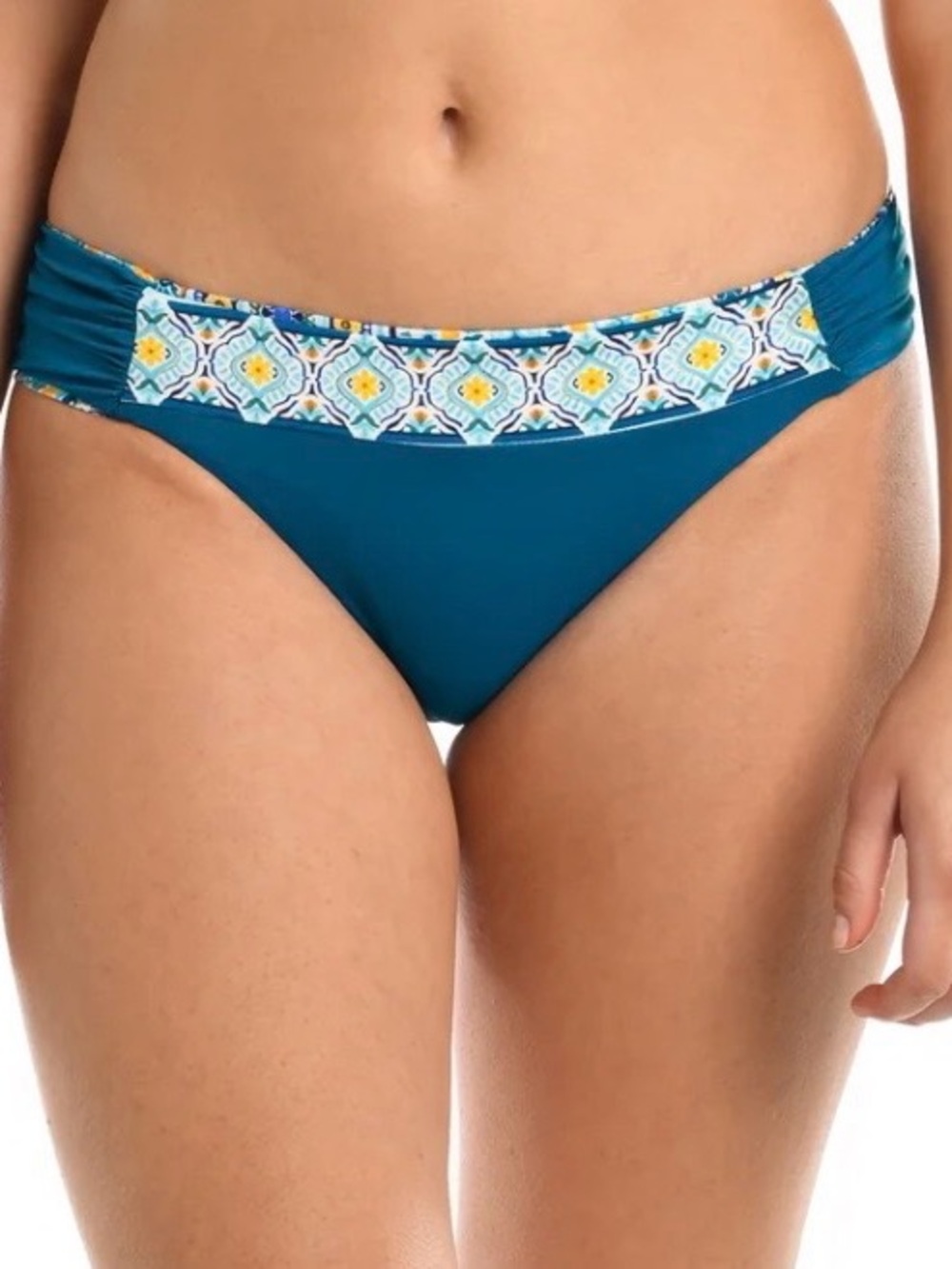 La Blanca Reversible Teal Bikini Bottom with Mosaic Waistband